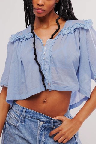 Ruffled Button-Front Blouse