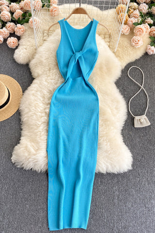 Knot Front Ribbed Dress