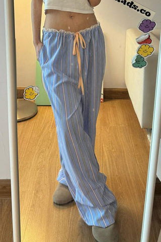 Striped Drawstring Casual Pants