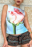 Rose-Print Sleeveless Tank