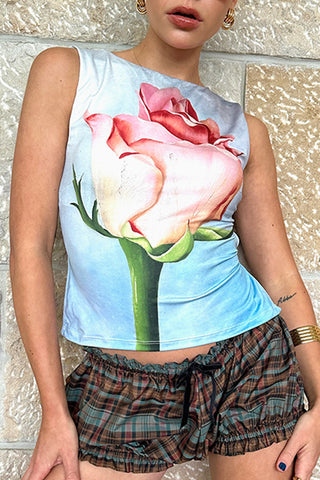 Rose-Print Sleeveless Tank