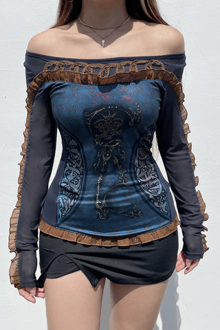 Sheer Mesh Long Sleeve Blouse