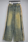 Wide-Leg Straight Jeans with Premium Trim