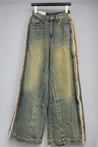 Wide-Leg Straight Jeans with Premium Trim