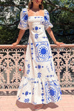 Puff Sleeve A-Line Dress