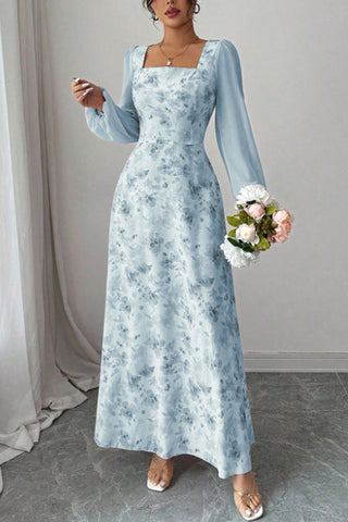 Elegant Long-Sleeve Floral Dress