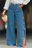 Stylish Wide-Leg Jeans with Button Details