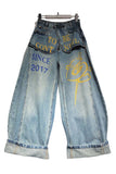 Graphic Wide-Leg Denim Jeans