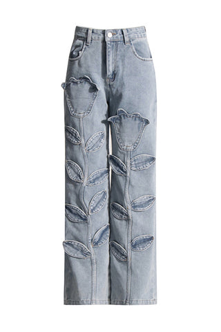 Stylish Floral Straight Jeans