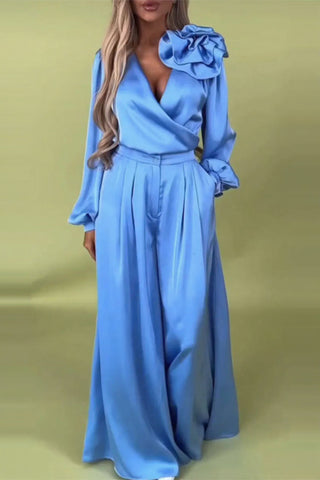 Elegant Ruffle Detail Pants Set