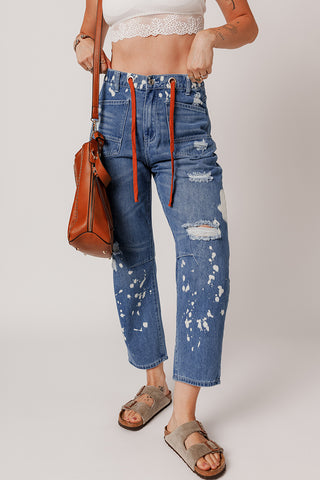 Paint Splatter Wide-Leg Jeans