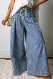 Striped Wide-Leg Denim Pants