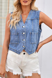 Button-Front Denim Vest