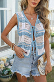 Tie-Front Crochet Sweater Vest
