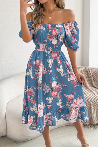 Off-Shoulder Floral Casual Dress