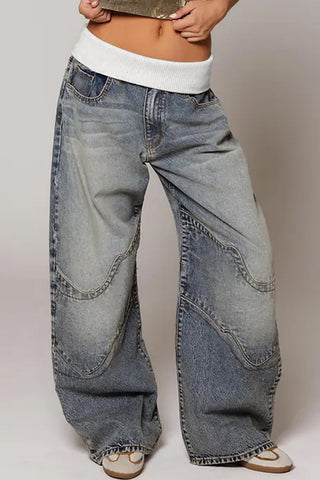 Relaxed Wide Leg Denim Jeans