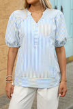 Puff Sleeve Striped Blouse