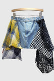 Patchwork Denim Mini Skirt