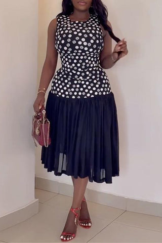 Polka Dot Casual Midi Dress