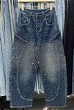Embellished Barrel Denim Pants
