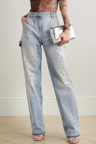 Embellished Straight-Leg Jeans