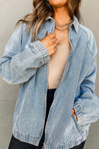 Casual Zip-Up Denim Jacket