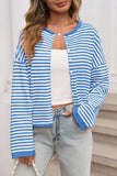 Striped Button-Front Cardigan