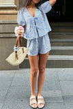 Striped Tie-Front Casual Set