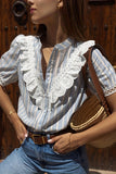 Striped Ruffle Blouse