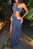 Cut-Out Strapless Evening Gown