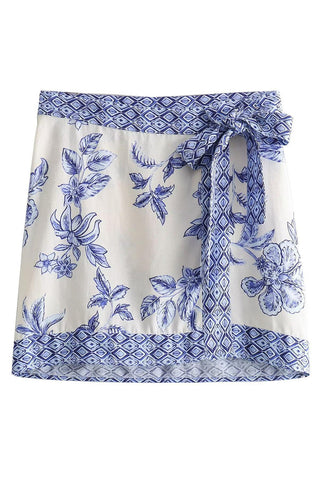 Floral Tie-Waist Mini Skirt
