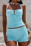 Striped Halter Top and Shorts Set