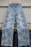 Floral Accent Wide Leg Jeans