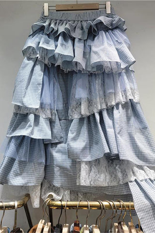 Ruffled Layer Midi Skirt