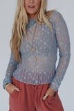 Lace Pattern Sheer Long Sleeve Top
