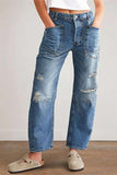 Distressed Straight-Leg Jeans