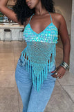Sequined Fringe Tank Top