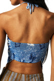 Abstract Print Strapless Tank Top