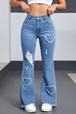 Distressed Heart Flare Jeans
