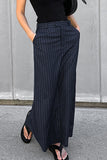 High-Waisted Pinstripe Maxi Skirt