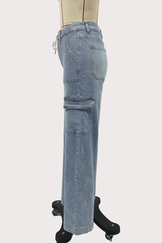 Cargo Pocket Straight Denim Jeans