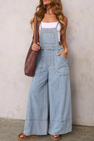 Casual Wide-Leg Denim Jumpsuit