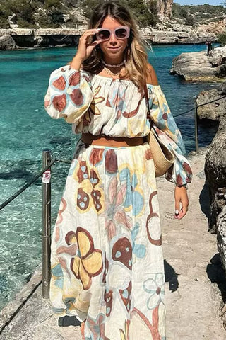 Floral Off-Shoulder Skirt Set