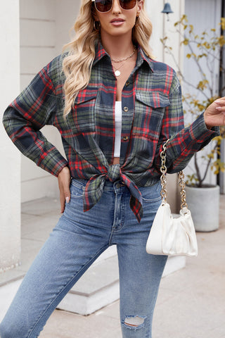 Button-Front Plaid Shirt