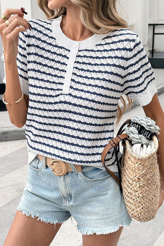 Striped Buttoned T-Shirt