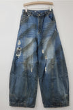 Distressed Wide-Leg Denim Jeans