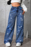 Starry Pattern Straight-Leg Jeans