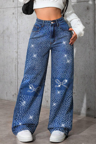 Starry Pattern Straight-Leg Jeans