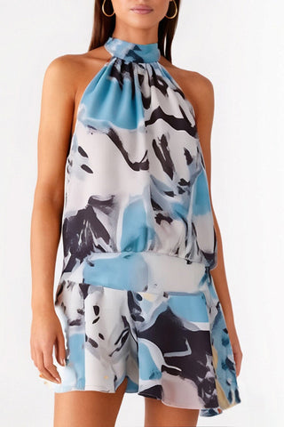 Halter Neck Flare Mini Dress