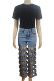 Lattice Cutout Denim Jeans